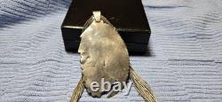 Pendentif vintage en argent sterling navajo et turquoise avec collier en argent liquide