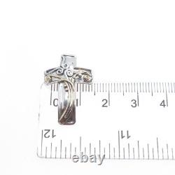 Pendentif vintage en croix glissante HAGIT GORALI en or 14K et argent sterling 925 d'Israël