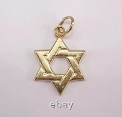 Pendentif vintage en forme d'étoile de David orthodoxe plaqué or jaune 14K avec chaîne de 18 pouces