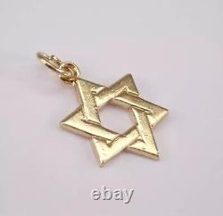 Pendentif vintage en forme d'étoile de David orthodoxe plaqué or jaune 14K avec chaîne de 18 pouces