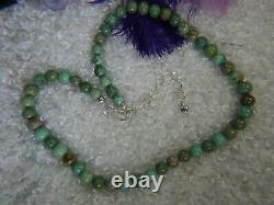 Perles Turquoise 6 MM 0.925 Argent Sterling Vintage 18 À 20 Collier