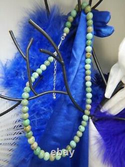 Perles Turquoise 6 MM 0.925 Argent Sterling Vintage 18 À 20 Collier