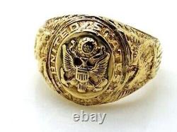 Personnalisez L'anneau Militaire Aggie Vintage De L'armée Américaine 14k Or Jaune Finition