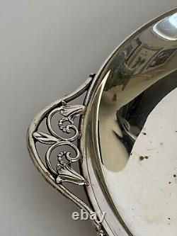 Plat Art Nouveau en argent sterling vintage poinçonné 188 grammes