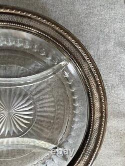 Plateau en cristal Gorham en argent sterling vintage de 10,5 pouces, modèle 43315