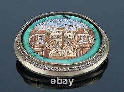Rare Antique Victorienne C1840 Broche De Micro Mosaïque Italienne Avec Scène De La Ville Du Vatican