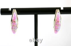 Rare ! Boucles d'oreilles en argent sterling avec incrustation d'opale Zuni amérindienne vintage CEKH