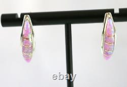 Rare ! Boucles d'oreilles en argent sterling avec incrustation d'opale Zuni amérindienne vintage CEKH