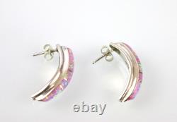 Rare ! Boucles d'oreilles en argent sterling avec incrustation d'opale Zuni amérindienne vintage CEKH