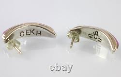 Rare ! Boucles d'oreilles en argent sterling avec incrustation d'opale Zuni amérindienne vintage CEKH