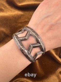 Rare Bracelet Manchette en Argent Sterling Vintage des Arts et Métiers du Sud-Ouest 6.5