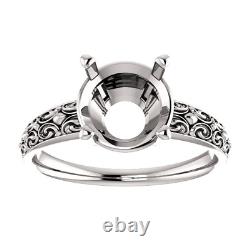 Réglage de bague ronde en argent sterling style solitaire vintage 5mm-14mm VIDÉO