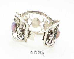 Rjr Mexique 925 Argent Vintage Feu Opal Bracelet Ouvert Swirl Bangle Bt4699