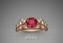 Rond Bonne Coupe Rouge 1 Ct Lab Création Ruby Mariage Engagement 925 Rose Or Finition