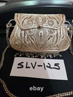 SLV 125 Magnifique sac à main vintage en argent sterling FAIT MAIN KUTCH Petit sac à main sac à main