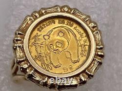 Sans Pierre Panda Coin Fancy Wadding Fancy Ring En Or Jaune 14k Finition