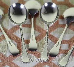 Set de 6 cuillères à soupe en argent sterling, bord en plume - Vintage