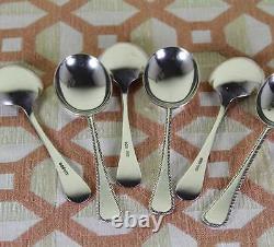 Set de 6 cuillères à soupe en argent sterling, bord en plume - Vintage