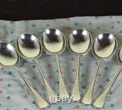 Set de 6 cuillères à soupe en argent sterling, bord en plume - Vintage