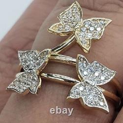Simulated 2 Ct Round Cut Diamond Butterfly Weeding Anneau 14k Or Jaune Finition