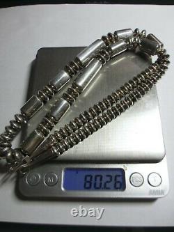Spectaculaire 26 Vtg Rt Navajo Sterling Silver Soucoupe /tube Bead Collier-xfine