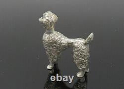 Statue de chien caniche vintage en argent sterling 925, brillant et lourd, breloque TR2867.