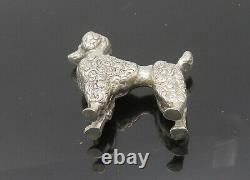 Statue de chien caniche vintage en argent sterling 925, brillant et lourd, breloque TR2867.