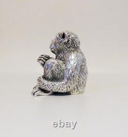 Statue de chimpanzé en argent sterling italien vintage marquée Magrino Import Hallmark