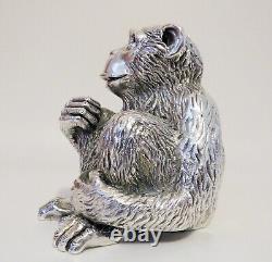 Statue de chimpanzé en argent sterling italien vintage marquée Magrino Import Hallmark