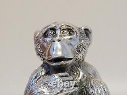 Statue de chimpanzé en argent sterling italien vintage marquée Magrino Import Hallmark