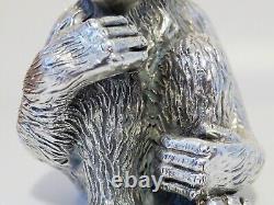 Statue de chimpanzé en argent sterling italien vintage marquée Magrino Import Hallmark