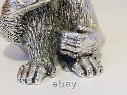 Statue de chimpanzé en argent sterling italien vintage marquée Magrino Import Hallmark