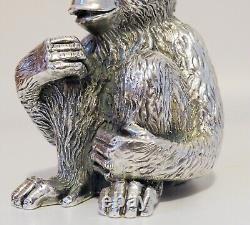 Statue de chimpanzé en argent sterling italien vintage marquée Magrino Import Hallmark