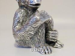 Statue de chimpanzé en argent sterling italien vintage marquée Magrino Import Hallmark