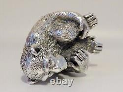 Statue de chimpanzé en argent sterling italien vintage marquée Magrino Import Hallmark