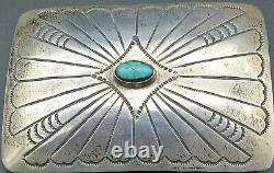 Sterling Silver Turquoise Stone Southwest Signé Ab Vintage Belt Buckle
