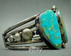 Stunning Huge Vintage Navajo Argent Sterling Gem Grade Turquoise Cuff Bracelet