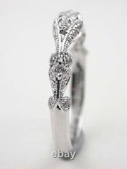 Style vintage Bague de mariage en argent sterling 925 avec 1 carat de diamant rond simulé de style Art déco