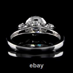 Style vintage Bague halo en argent sterling avec diamant simulé taille ronde de 1,30 carat