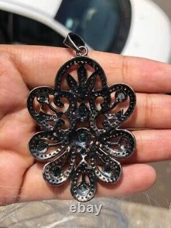 Style vintage Pendentif en argent sterling 925 avec émeraude bijoux délicats et solides