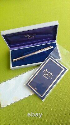 Stylo-plume Christian Dior vintage en argent sterling 925 avec plume en or 14 carats - NOS