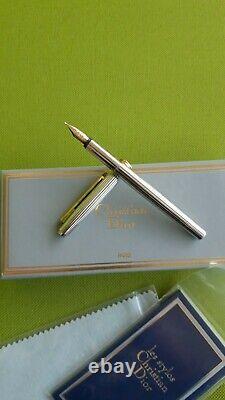 Stylo-plume Christian Dior vintage en argent sterling 925 avec plume en or 14 carats - NOS