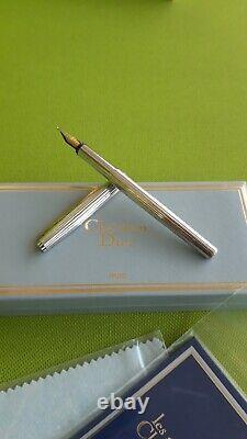 Stylo-plume Christian Dior vintage en argent sterling 925 avec plume en or 14 carats - NOS