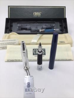Stylo plume Cross Century II en argent sterling avec laque bleue translucide, nib F, vintage