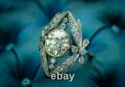 Superbe Bague De Mariage Art Déco Vintage 14k Or Blanc Sur 2.51 Ct Diamond Ring