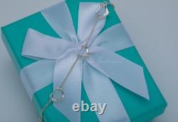 Tiffany & Co. Bracelet vintage Elsa Peretti en argent sterling à 5 cœurs ouverts, 7 pouces de long