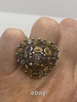 Tourmaline mélangée vintage faite à la main en argent sterling 925 gothique Saint-Valentin He