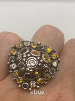 Tourmaline mélangée vintage faite à la main en argent sterling 925 gothique Saint-Valentin He