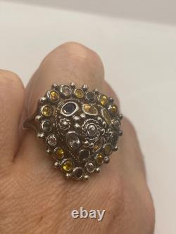 Tourmaline mélangée vintage faite à la main en argent sterling 925 gothique Saint-Valentin He