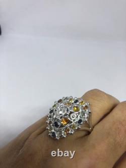 Tourmaline multicolore vintage fait main en argent sterling 925 gothique pour la Saint-Valentin